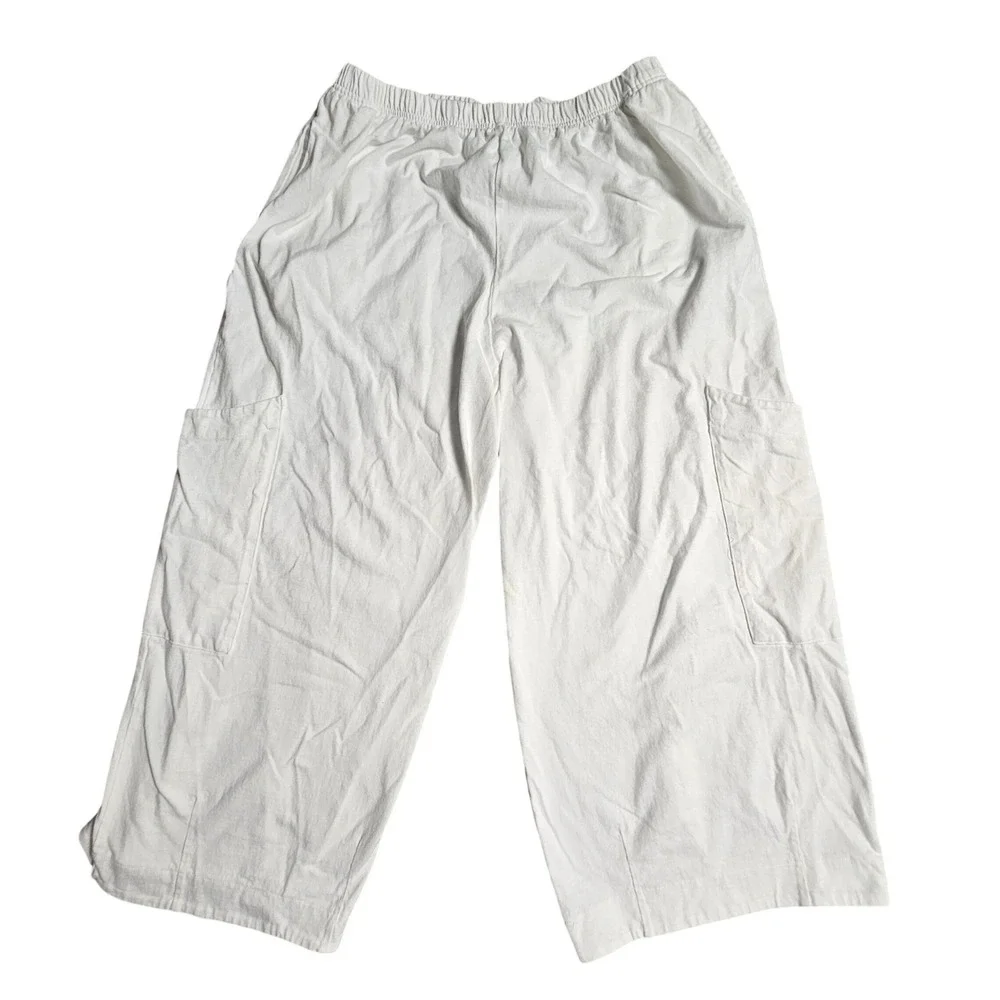 Bryn Walker Cotton Cropped Capri Cargo Pants Wide Leg Womens XL Lagenlook Y2K - Picture 1 of 8